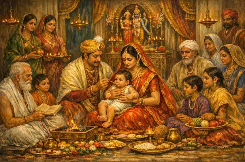 अन्नप्राशन संस्कार पूजा विधि: वैदिक, गृह्यसूत्रीय एवं आयुर्वेदिक शास्त्रसम्मत विधान