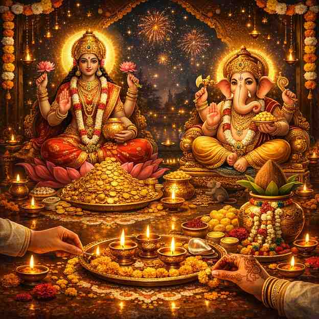 दीपावली लक्ष्मी-गणेश पूजा विधि: महालक्ष्मी एवं श्रीगणेश पूजन की शास्त्रसम्मत विधि