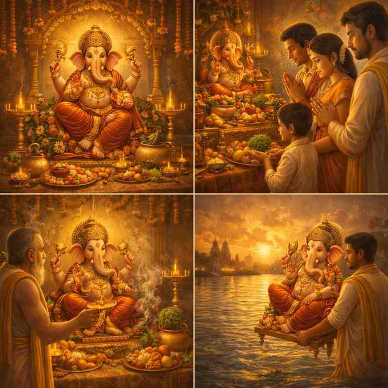 गणेश चतुर्थी पूजा विधि: श्रीगणपति स्थापना एवं दश-दिवसीय पूजन की शास्त्रसम्मत विधि