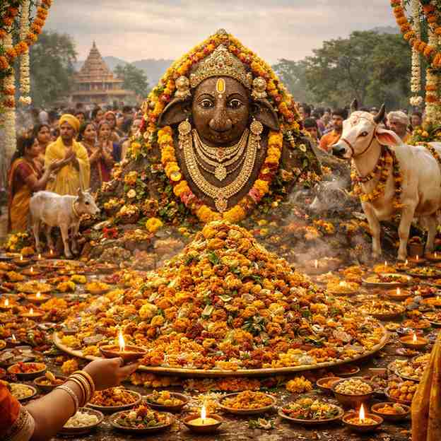 गोवर्धन पूजा विधि: अन्नकूट प्रसाद एवं गिरिराज गोवर्धन पूजन की शास्त्रसम्मत विधि