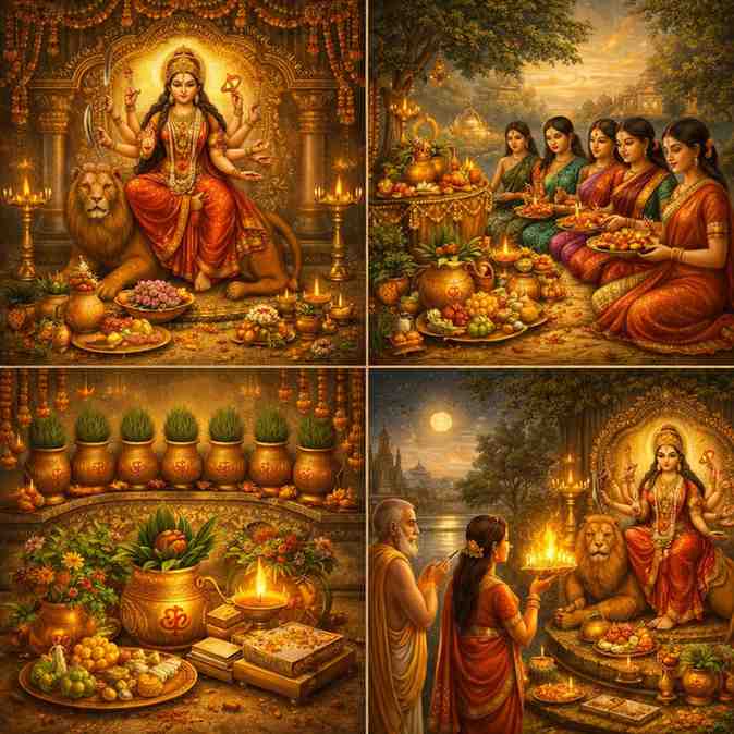 शारदीय नवरात्रि पूजा विधि: शास्त्रसम्मत पूजन-विधान एवं देवी आराधना का प्रामाणिक शोध