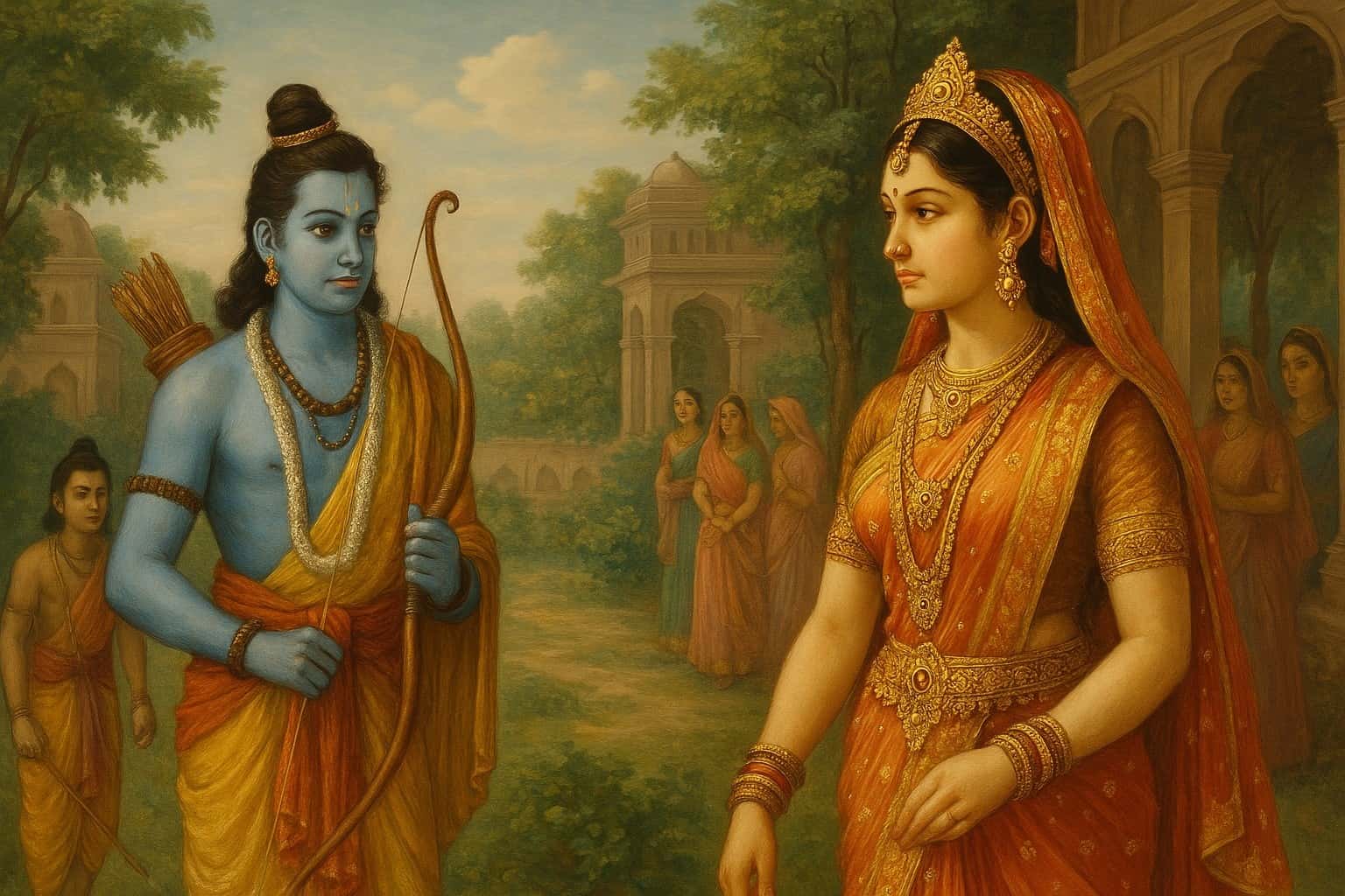 पढ़िए: रामचरितमानस – बाल कांड (नवम संस्करण) जनकपुर में श्रीराम-सीता का प्रथम मिलन और पुष्पवाटिका प्रसंग!
जानिए कैसे श्रीराम और सीता का पहला मिलन हुआ, संक्षिप्त और सरल रूप में!