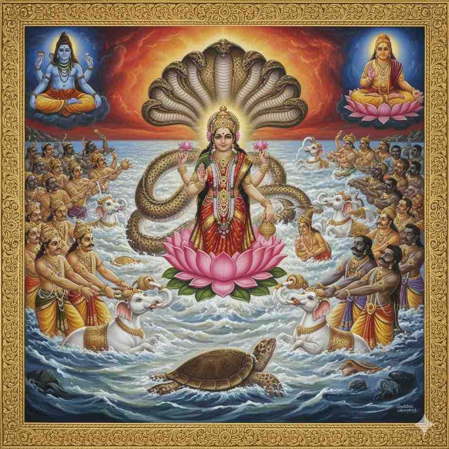 विष्णु पुराण अध्याय 9: समुद्र मंथन और महालक्ष्मी प्राकट्य (कथा)!