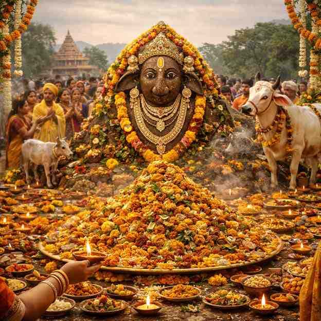 गोवर्धन पूजा विधि: अन्नकूट प्रसाद एवं गिरिराज गोवर्धन पूजन की शास्त्रसम्मत विधि