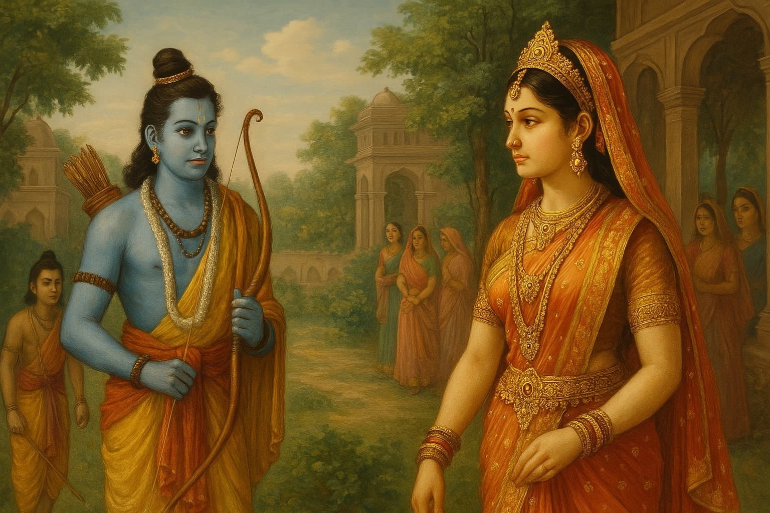 पढ़िए: रामचरितमानस – बाल कांड (नवम संस्करण) जनकपुर में श्रीराम-सीता का प्रथम मिलन और पुष्पवाटिका प्रसंग!
जानिए कैसे श्रीराम और सीता का पहला मिलन हुआ, संक्षिप्त और सरल रूप में!