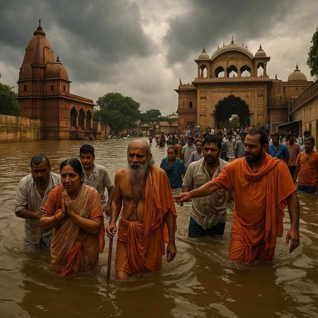 वृंदावन में यमुना का बढ़ता जलस्तर: बांके बिहारी मंदिर तक पहुँचा बाढ़ का ख़तरा, श्रद्धालु चिंतित