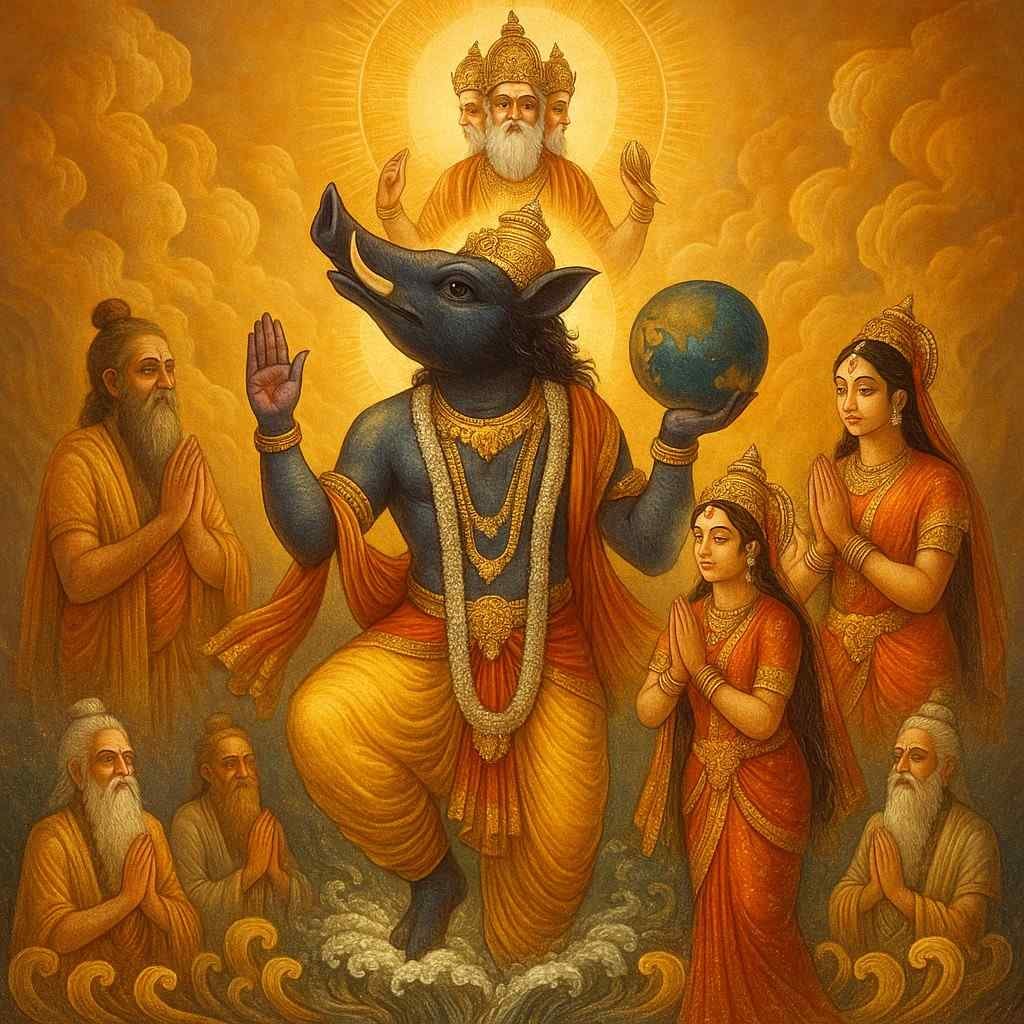 विष्णु पुराण अध्याय 5 – ब्रह्मा की सृष्टि, गुणों का विभाजन और कर्म-चक्र का सनातन रहस्य