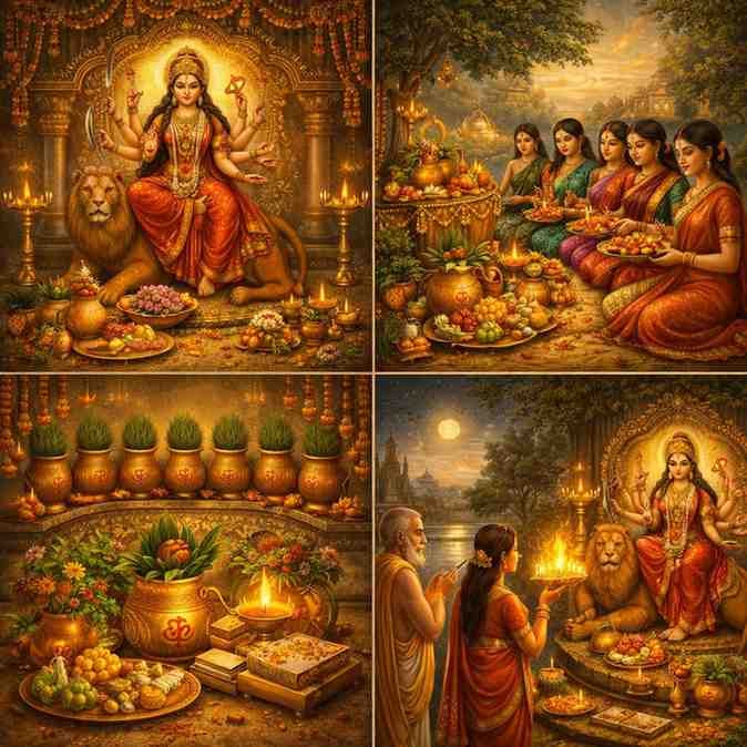 शारदीय नवरात्रि पूजा विधि: शास्त्रसम्मत पूजन-विधान एवं देवी आराधना का प्रामाणिक शोध