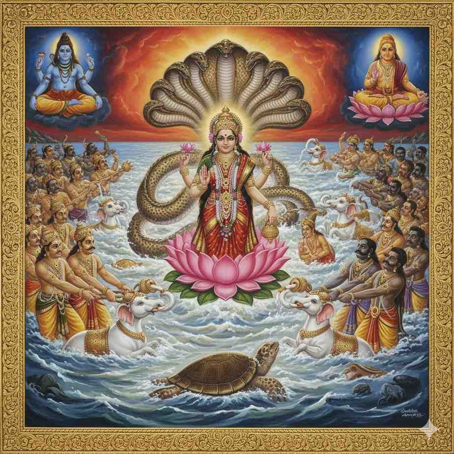 विष्णु पुराण अध्याय 9: समुद्र मंथन और महालक्ष्मी प्राकट्य (कथा)!