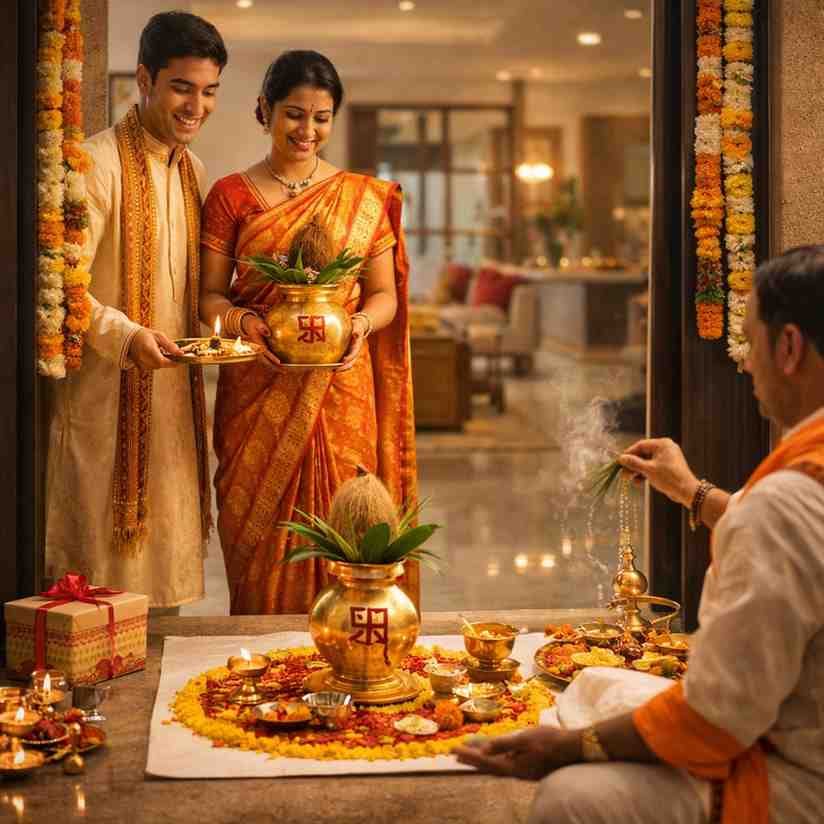 गृह प्रवेश पूजा विधि: नव-निर्मित भवन में कलश स्थापना एवं वास्तु पूजन की शास्त्रसम्मत विधि